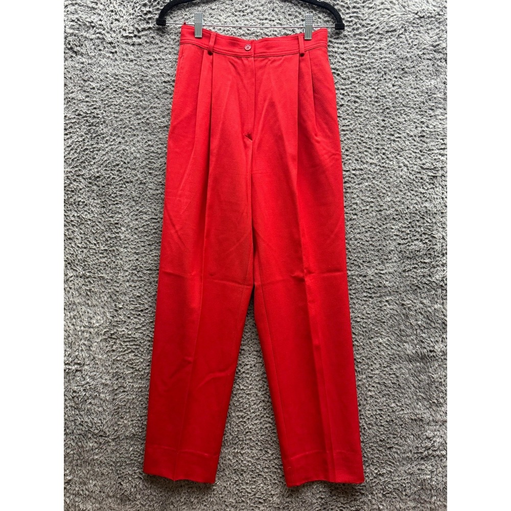 Vintage Valentino Miss V High Rise Pleated Wool Dress Pants Red Womens Size 40/6